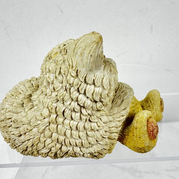 Sleeping Kitty Cat Hugging Teddy Bear 5.5" Beige Resin Figurine - Picture 6 of 12